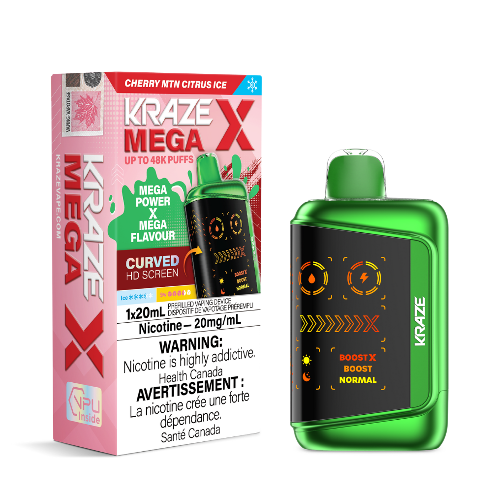 Kraze Mega X Disposable Vape - 48K Puffs - 20mL - Cherry Mtn Citrus Ice