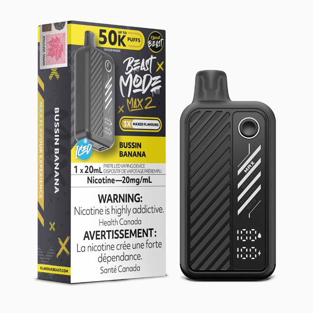 Flavour Beast Beast Mode Max 2 Disposable Vape - 50K Puffs - 20mL - Bussin Banana