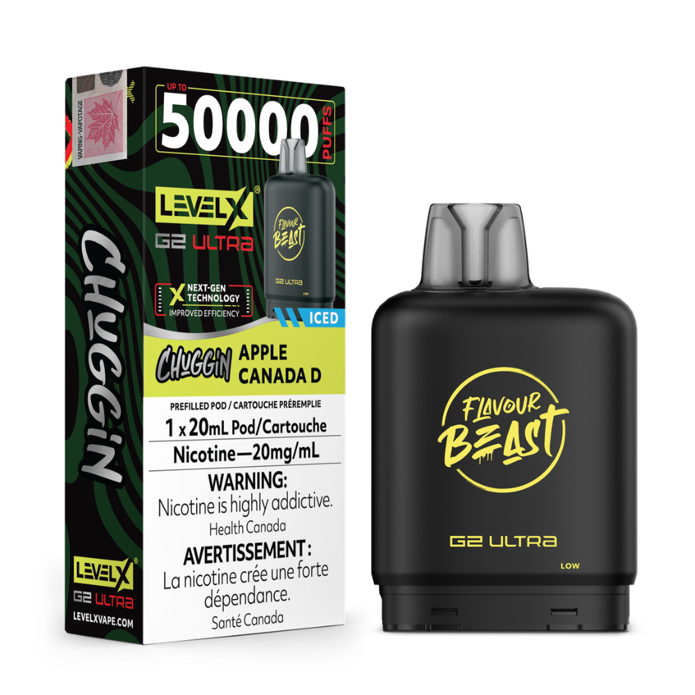 Chuggin Apple Canada D Iced - Flavour Beast Level X G2 Ultra Replacement Vape Pod - 50K Puffs - 20mL