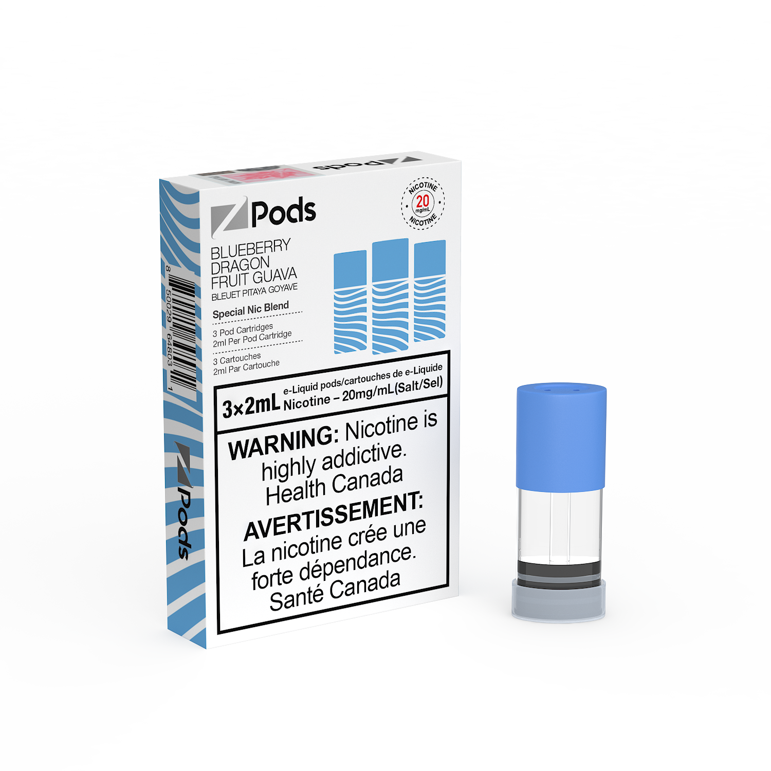 ZPods Pre-Filled Pods - 3 Pack - Blueberry Dragon Fruit Guava - 20mg - 2mL