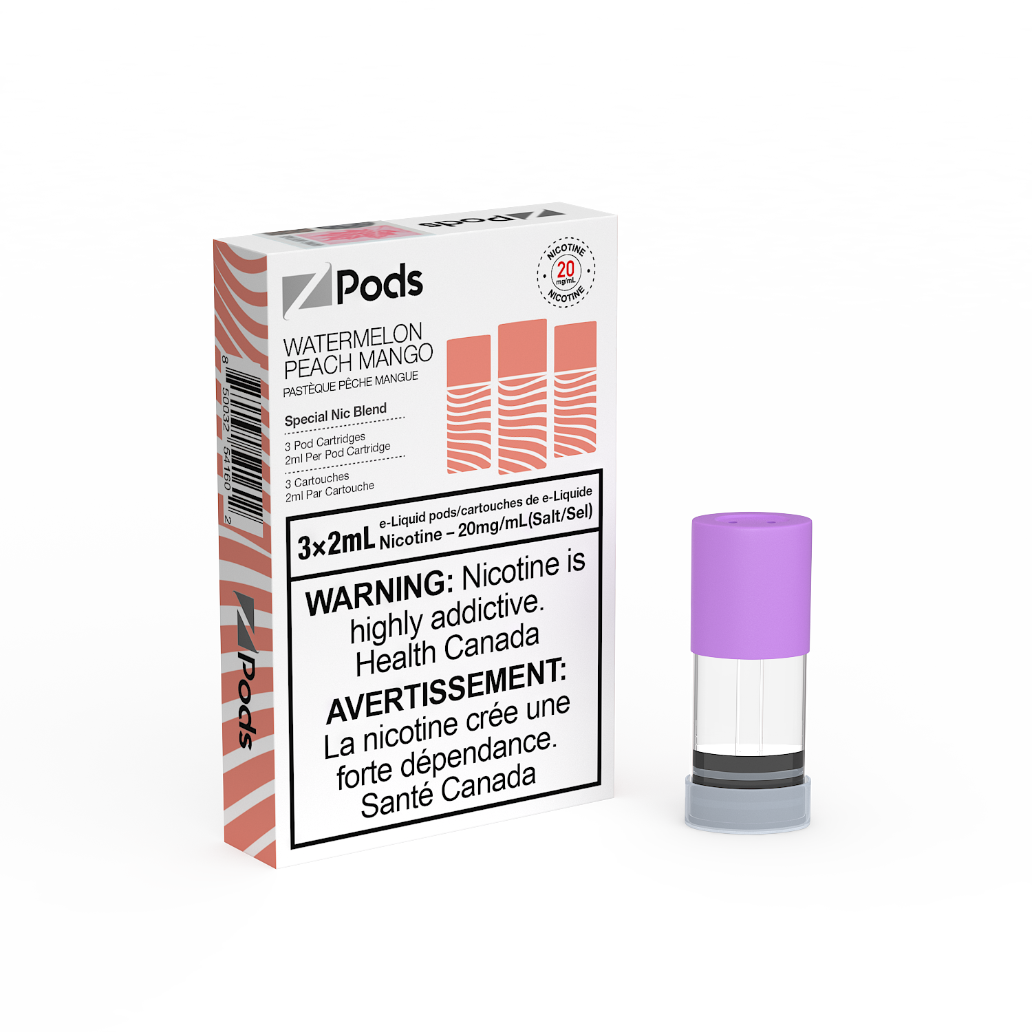 ZPods Pre-Filled Pods - 3 Pack - Watermelon Peach Mango - 20mg - 2mL