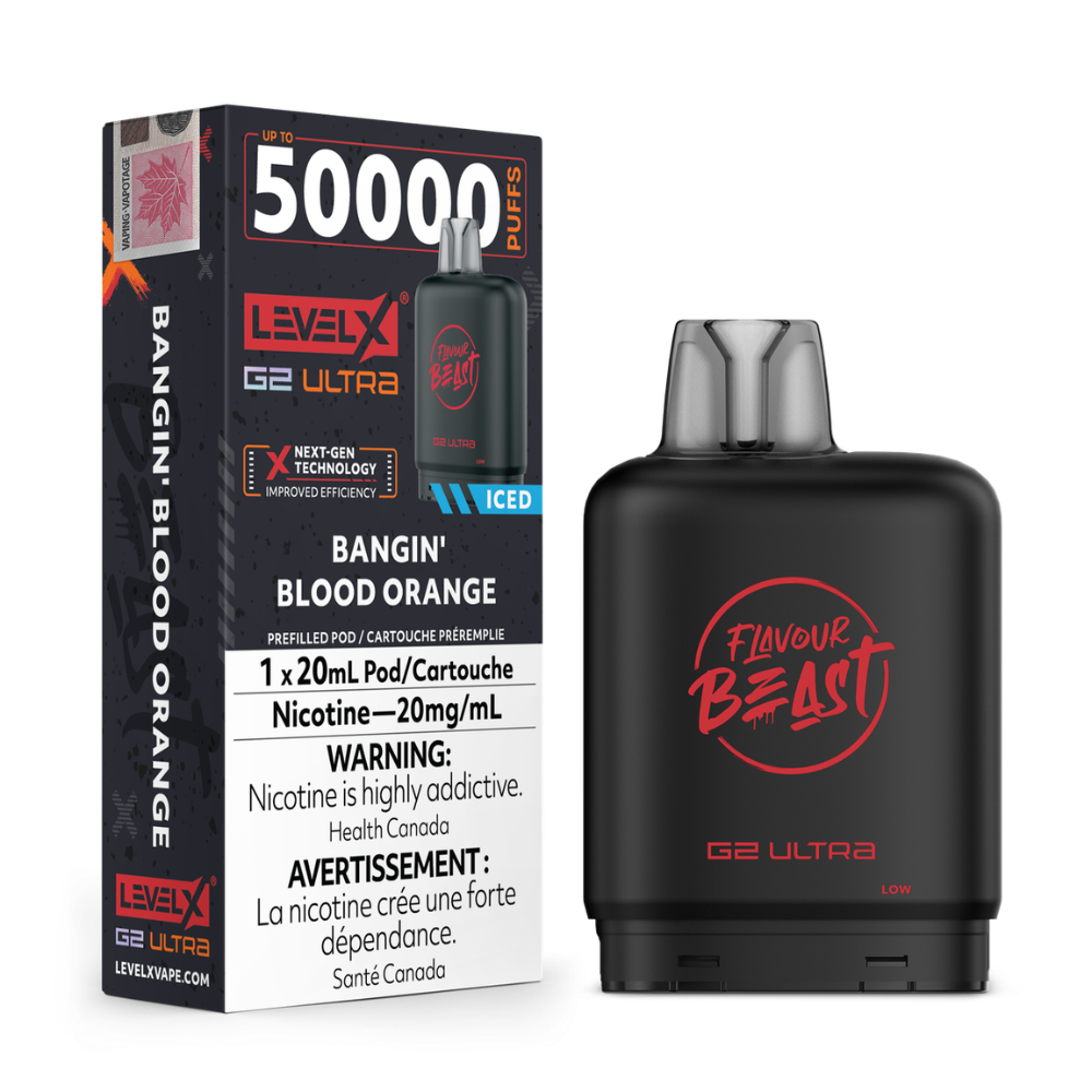 Bangin' Blood Orange - Flavour Beast Level X G2 Ultra Replacement Vape Pod - 50K Puffs - 20mL