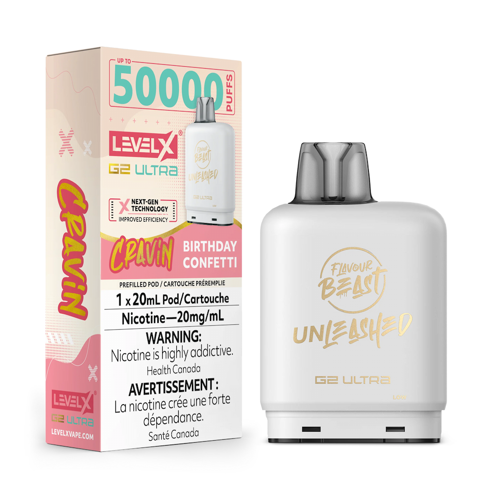 Birthday Confetti - Flavour Beast Level X G2 Ultra Unleashed Cravin Vape Pod - 50K Puffs - 20mL