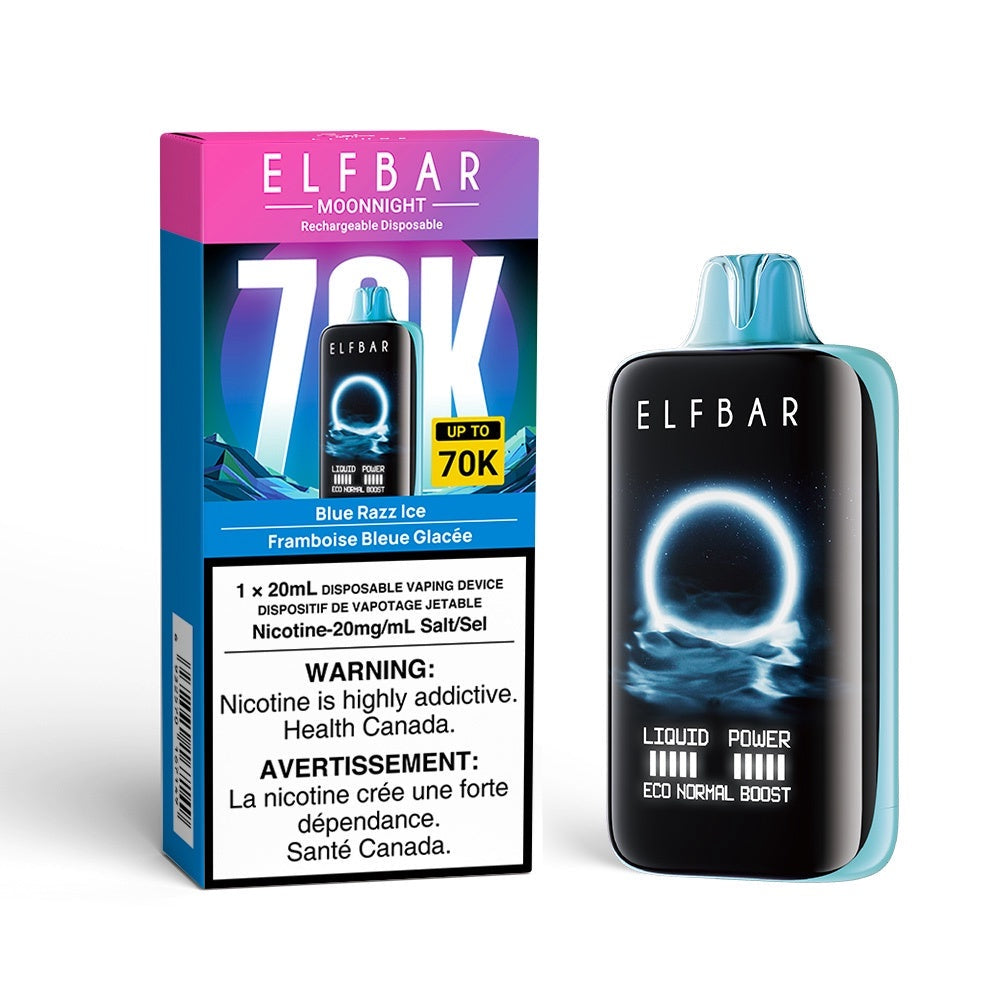 Elf Bar MoonNight 70K Disposable Vape - 70K Puffs - 20ml - Blue Razz Ice