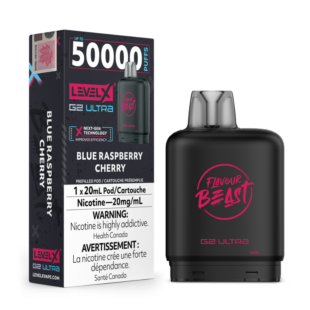 Blue Raspberry Cherry - Flavour Beast Level X G2 Ultra Replacement Vape Pod - 50K Puffs - 20mL