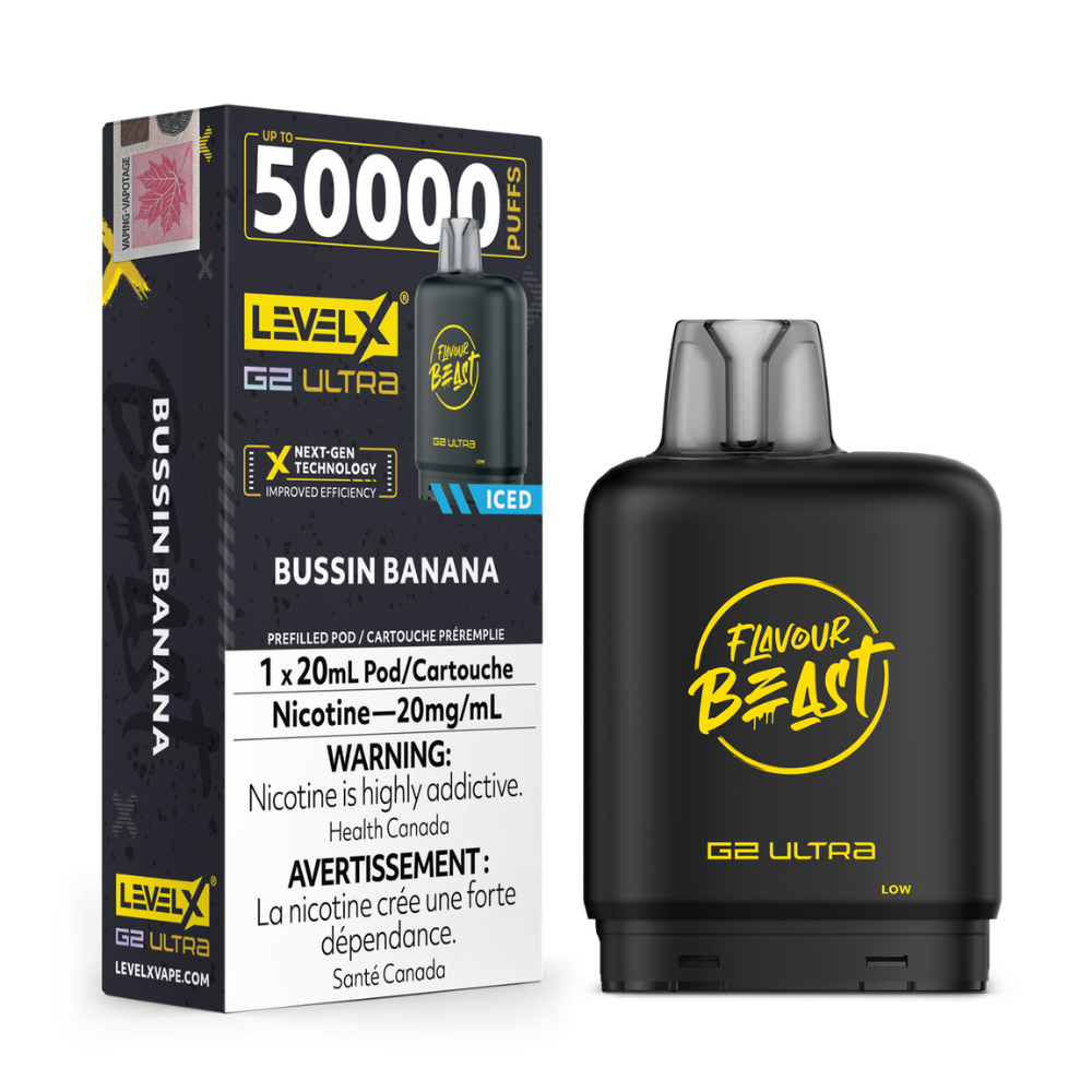 Bussin Banana - Flavour Beast Level X G2 Ultra Replacement Vape Pod - 50K Puffs - 20mL