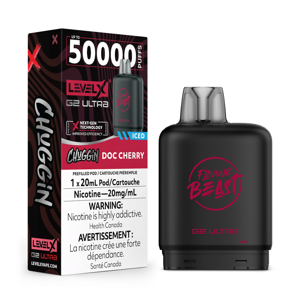 Chuggin Doc Cherry Iced - Flavour Beast Level X G2 Ultra Replacement Vape Pod - 50K Puffs - 20mL