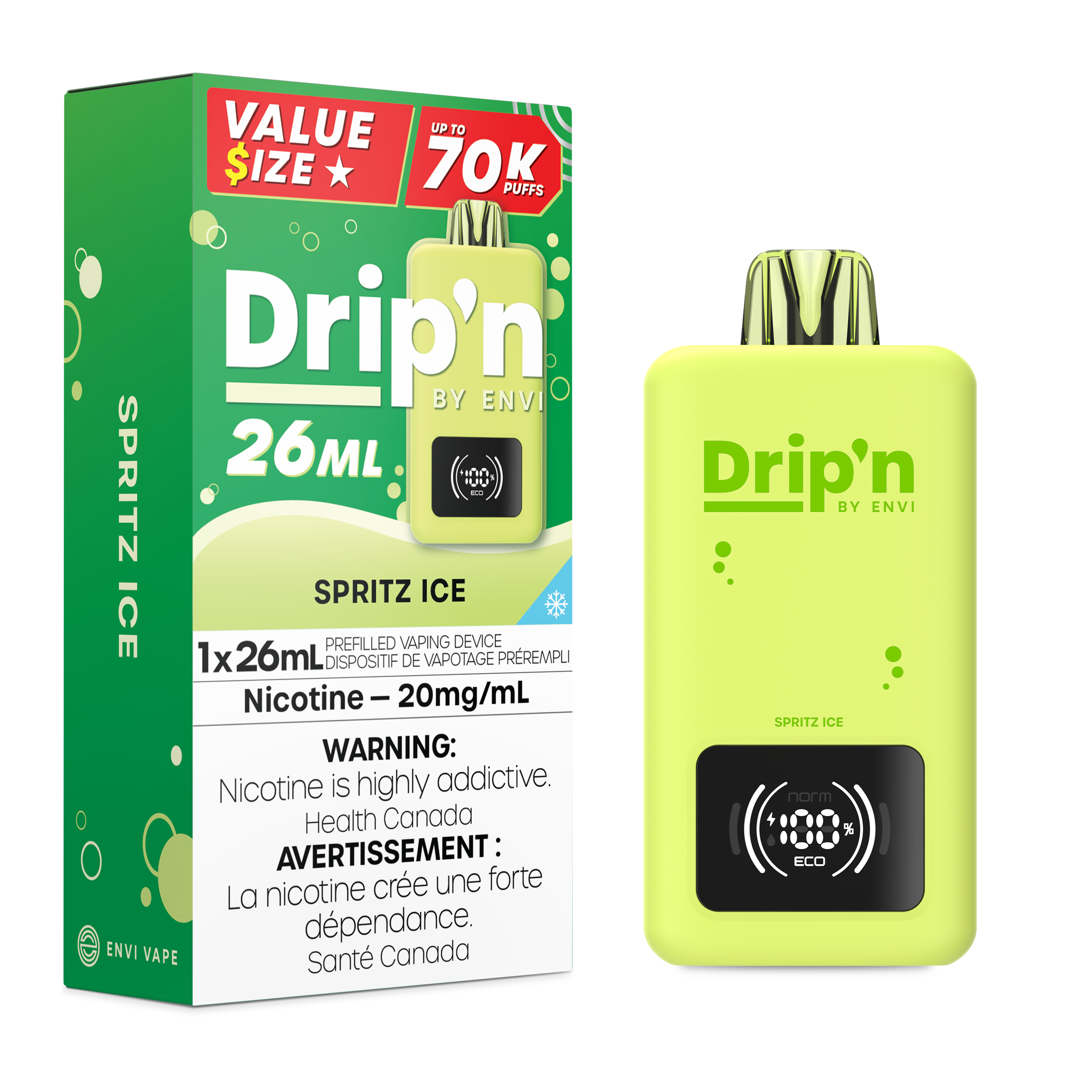 Drip'n by Envi 26mL Disposable Vape - 70K Puffs - 26mL - Spritz Ice