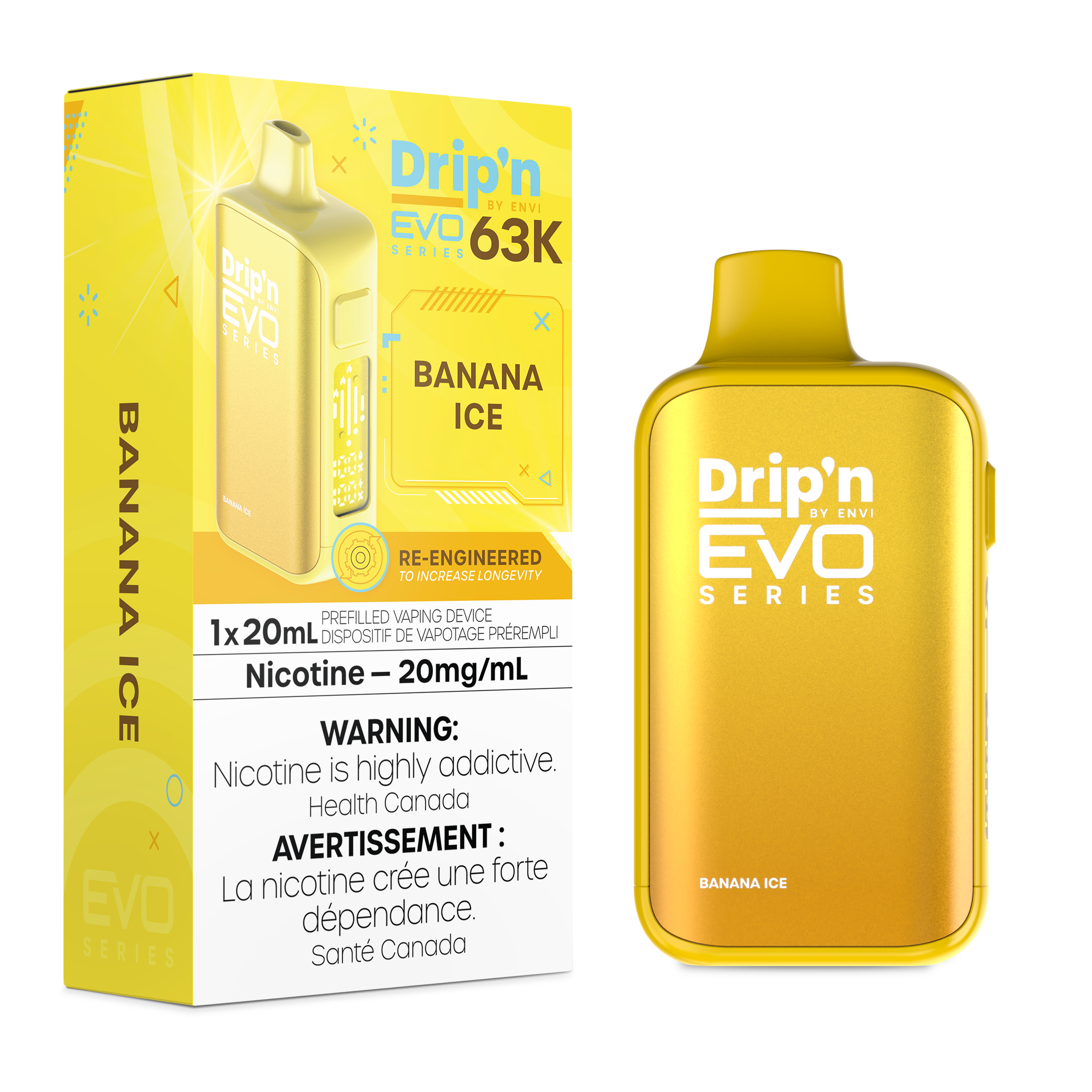 Drip'n by Envi EVO 63K Disposable Vape - 63K Puffs - 20mL - Banana Ice