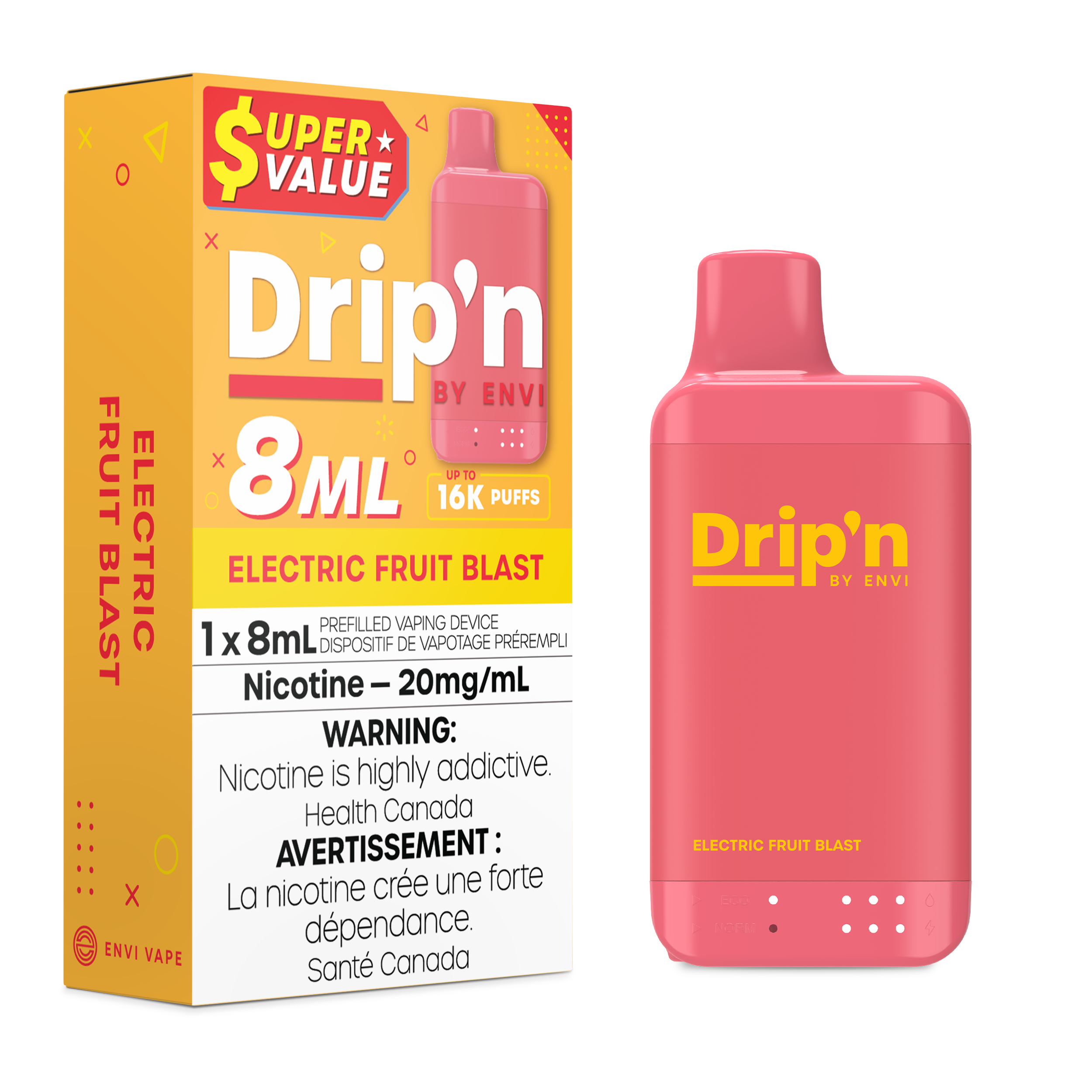 Drip'n by Envi 8mL Disposable Vape - 16K Puffs - 8mL - Electric Fruit Blast