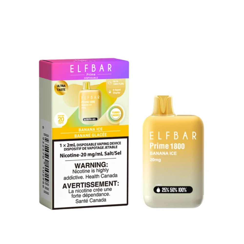 Elf Bar Prime 1800 Disposable Vape - 1800 Puffs - 2mL - Banana Ice