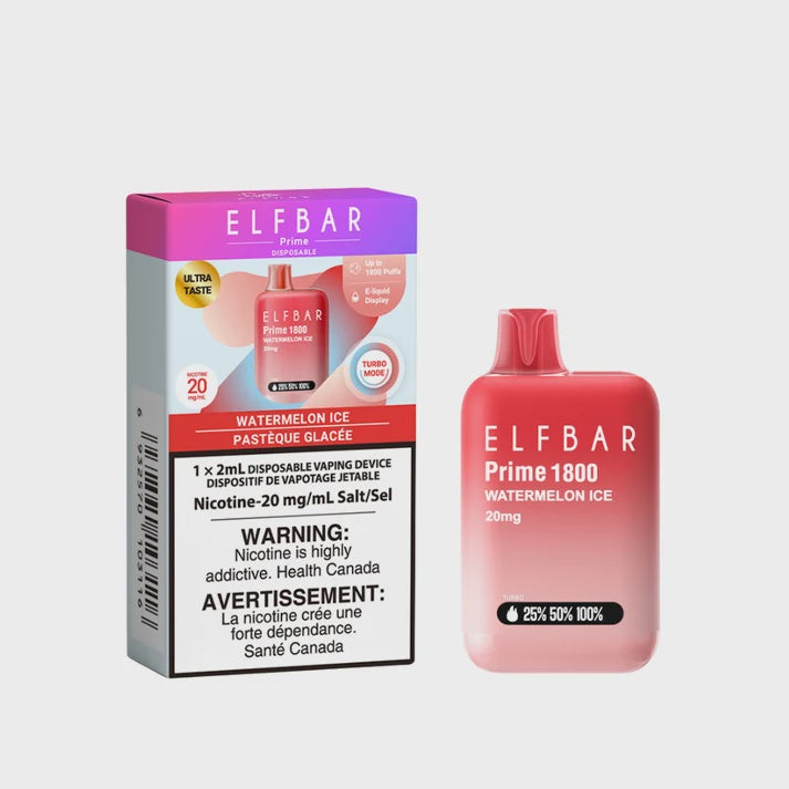 Elf Bar Prime 1800 Disposable Vape - 1800 Puffs - 2mL - Watermelon Ice