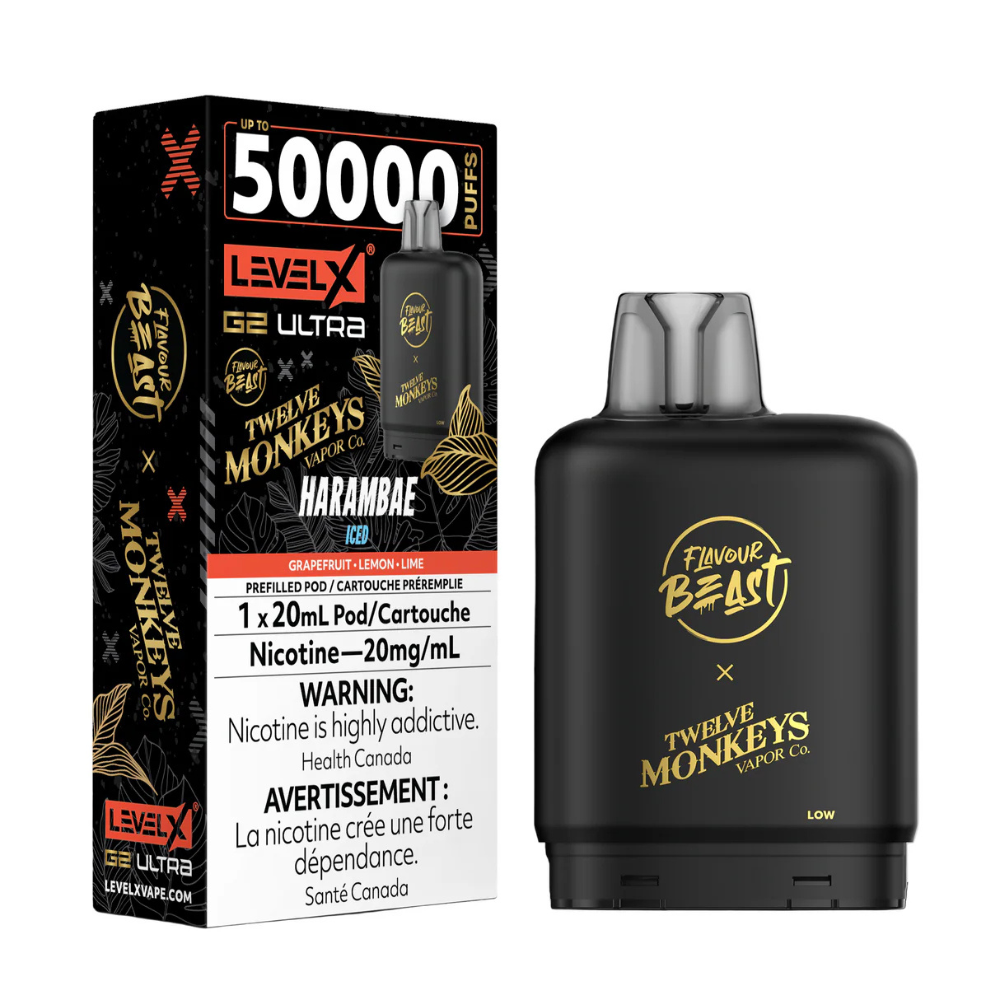 Harambae Iced - Flavour Beast Level X G2 Ultra Replacement Vape Pod - 50K Puffs - 20mL