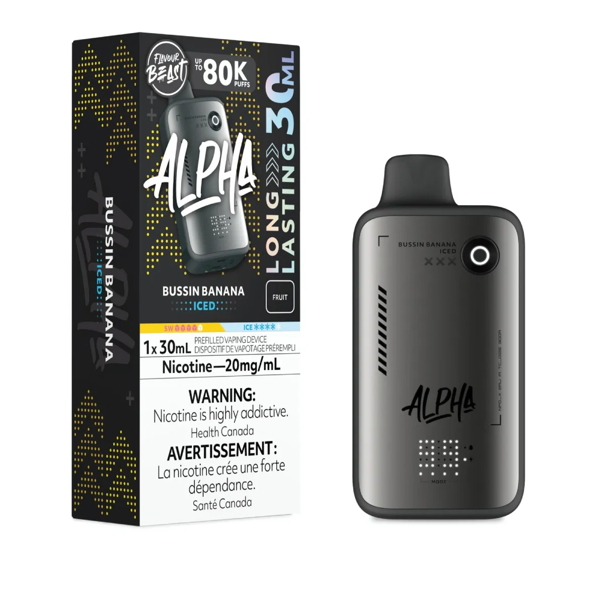 Flavour Beast Alpha Disposable Vape - 80K Puffs - 30mL - Bussin' Banana Iced