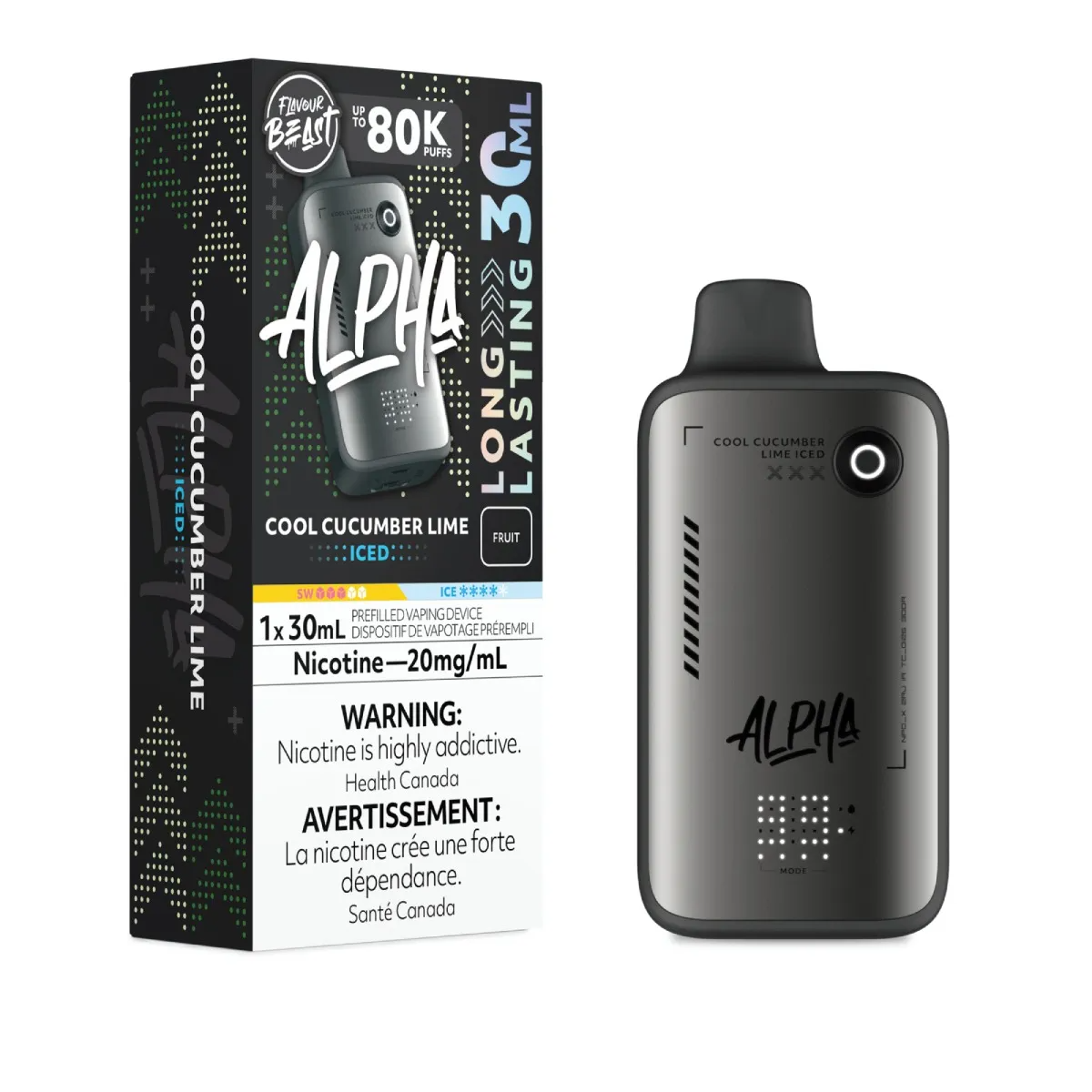 Flavour Beast Alpha Disposable Vape - 80K Puffs - 30mL - Cool Cucumber Lime Iced