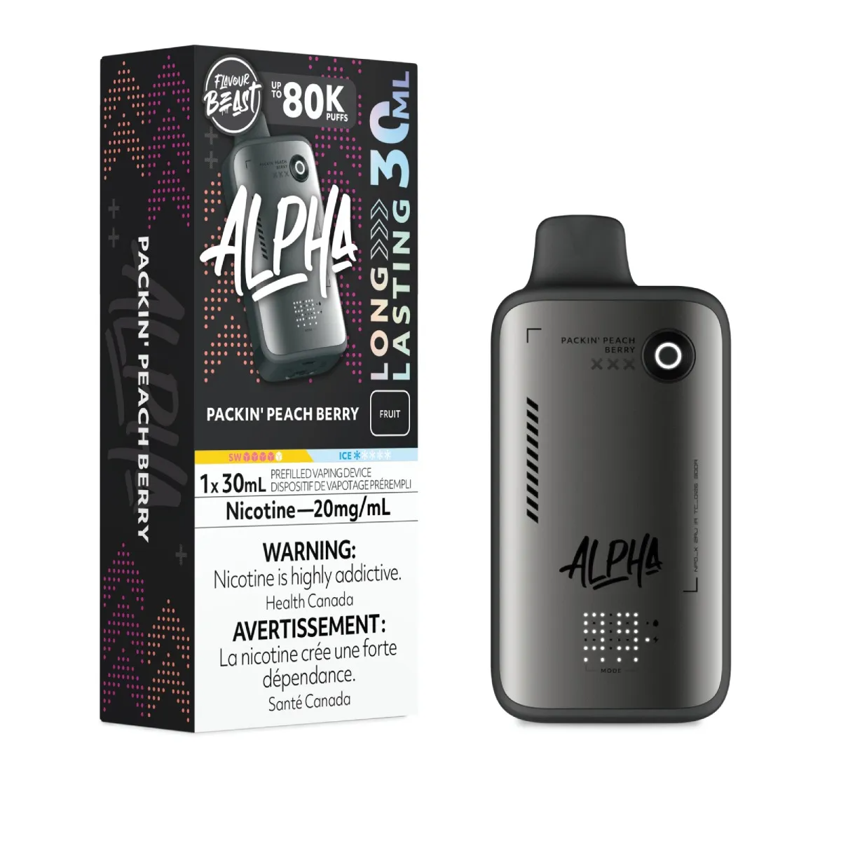 Flavour Beast Alpha Disposable Vape - 80K Puffs - 30mL - Packin' Peach Berry