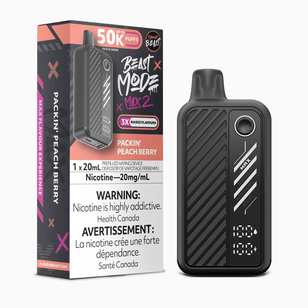 Flavour Beast Beast Mode Max 2 Disposable Vape - 50K Puffs - 20mL - Packin' Peach Berry