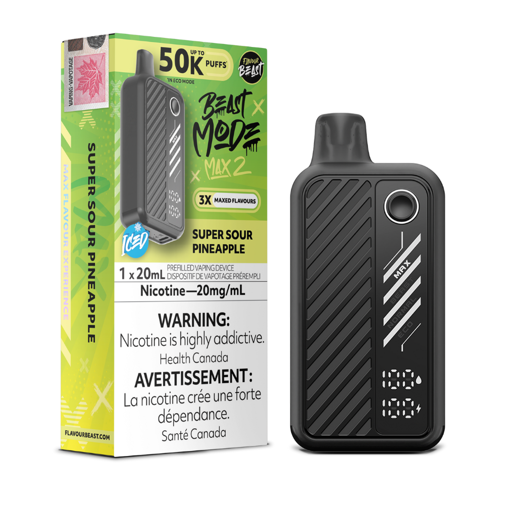 Flavour Beast Beast Mode Max 2 Disposable Vape - 50K Puffs - 20mL - Super Sour Pineapple