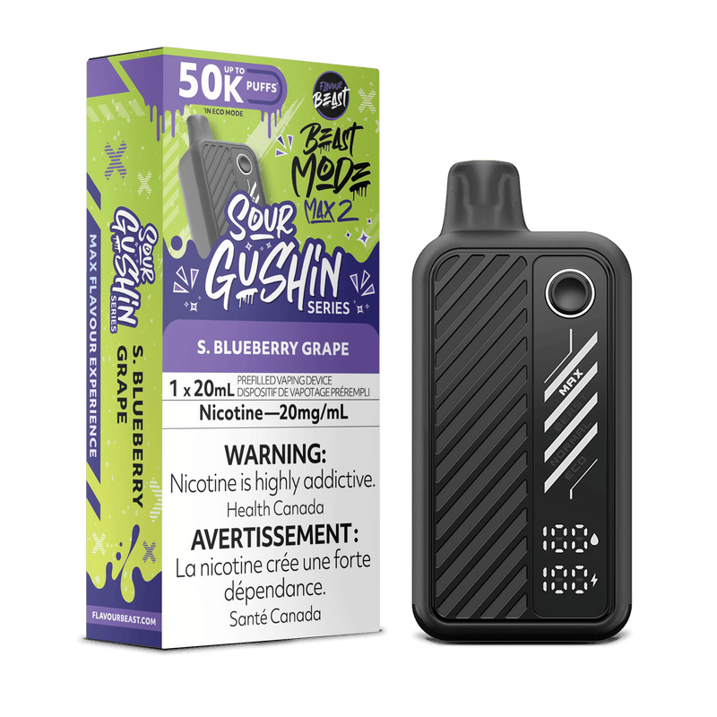 Flavour Beast Beast Mode Max 2 Disposable Vape - 50K Puffs - 20mL - Sour Gushin S. Blueberry Grape