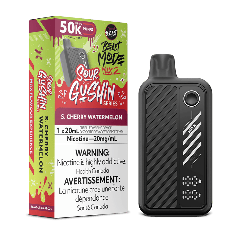Flavour Beast Beast Mode Max 2 Disposable Vape - 50K Puffs - 20mL - Sour Gushin S. Cherry Watermelon