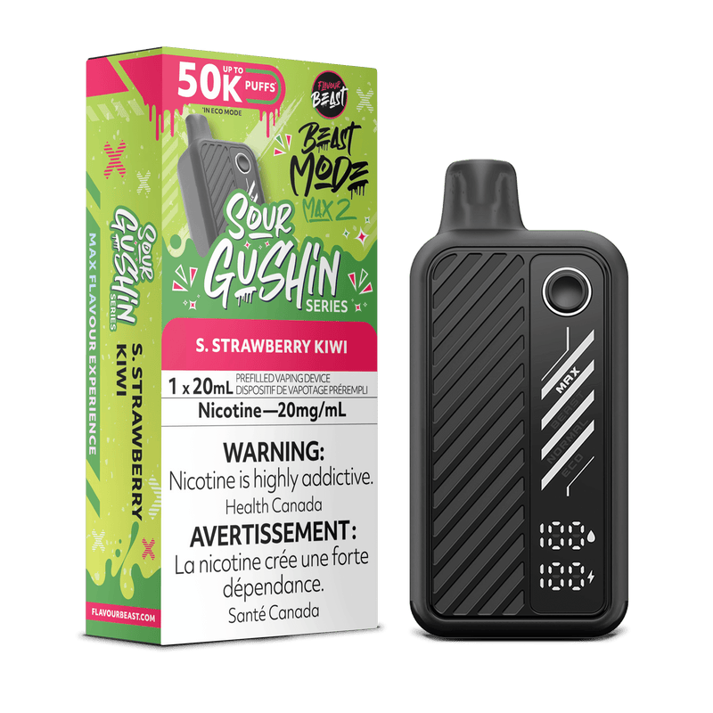 Flavour Beast Beast Mode Max 2 Disposable Vape - 50K Puffs - 20mL - Sour Gushin S. Strawberry Kiwi