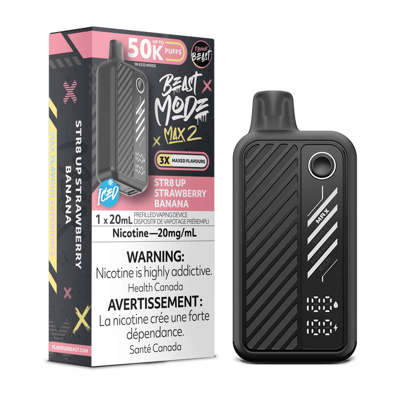 Flavour Beast Beast Mode Max 2 Disposable Vape - 50K Puffs - 20mL - Str8 Up Strawberry Banana