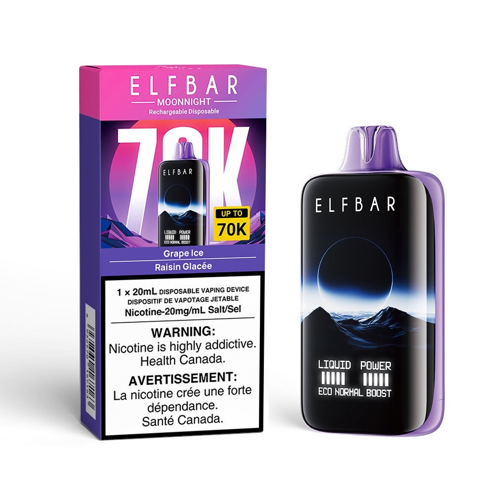 Elf Bar MoonNight 70K Disposable Vape - 70K Puffs - 20ml - Grape Ice