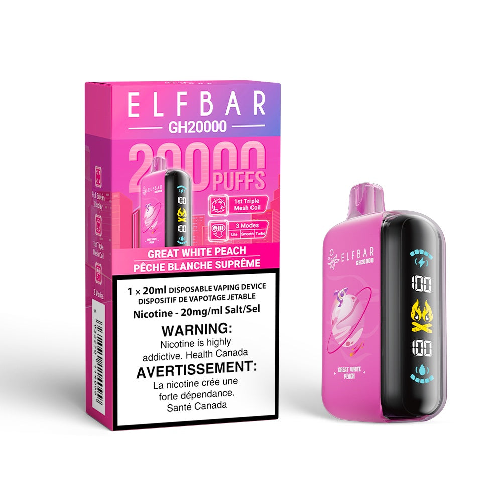 Elf Bar GH20k Disposable Vape - 20K Puffs - 20ml - Great White Peach