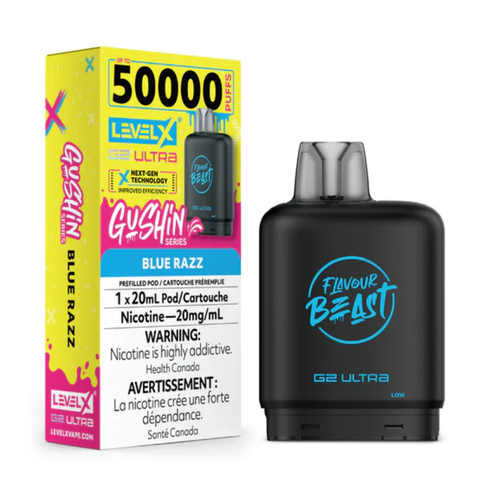 Gushin Blue Razz - Flavour Beast Level X G2 Ultra Replacement Vape Pod - 50K Puffs - 20mL
