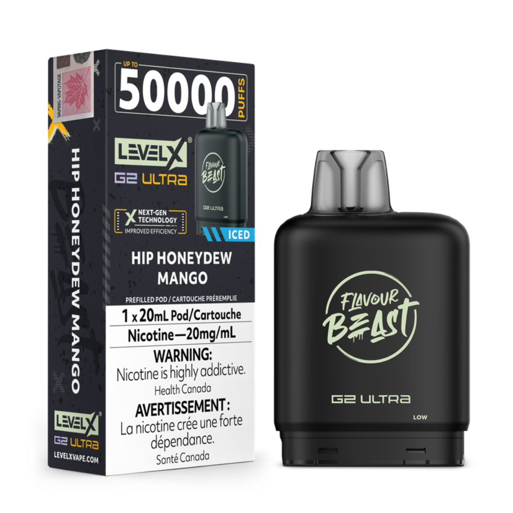 Hip Honeydew Mango Iced - Flavour Beast Level X G2 Ultra Replacement Vape Pod - 50K Puffs - 20mL