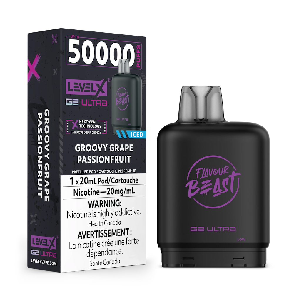 Groovy Grape Passionfruit - Flavour Beast Level X G2 Ultra Replacement Vape Pod - 50K Puffs - 20mL