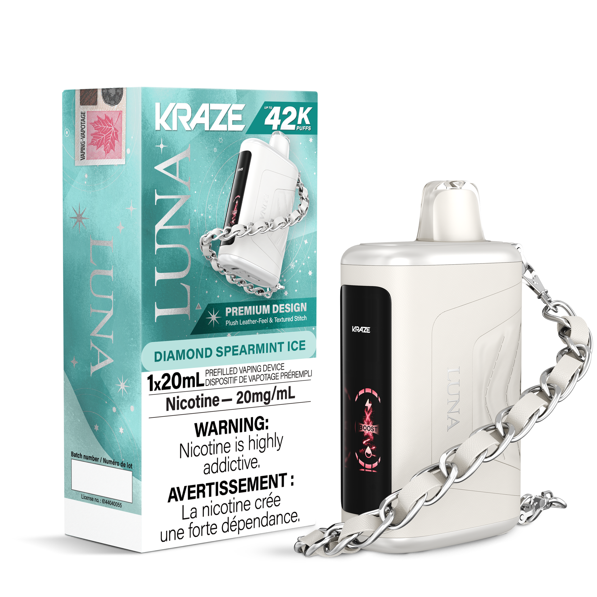 Kraze Luna Disposable Vape - 42K Puffs - 20mL - Diamond Spearmint Ice