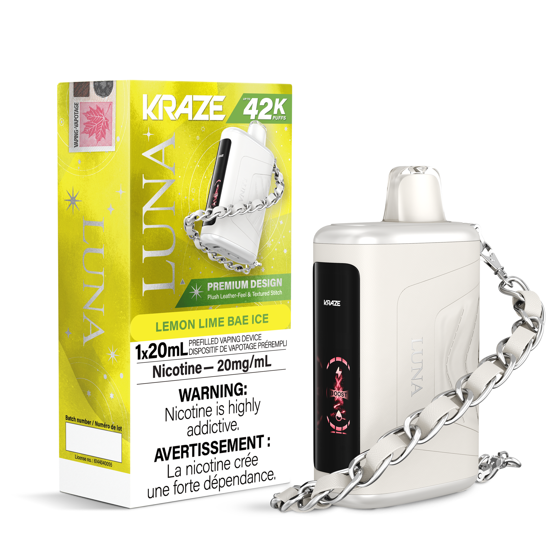 Kraze Luna Disposable Vape - 42K Puffs - 20mL - Lemon Lime Bae Ice