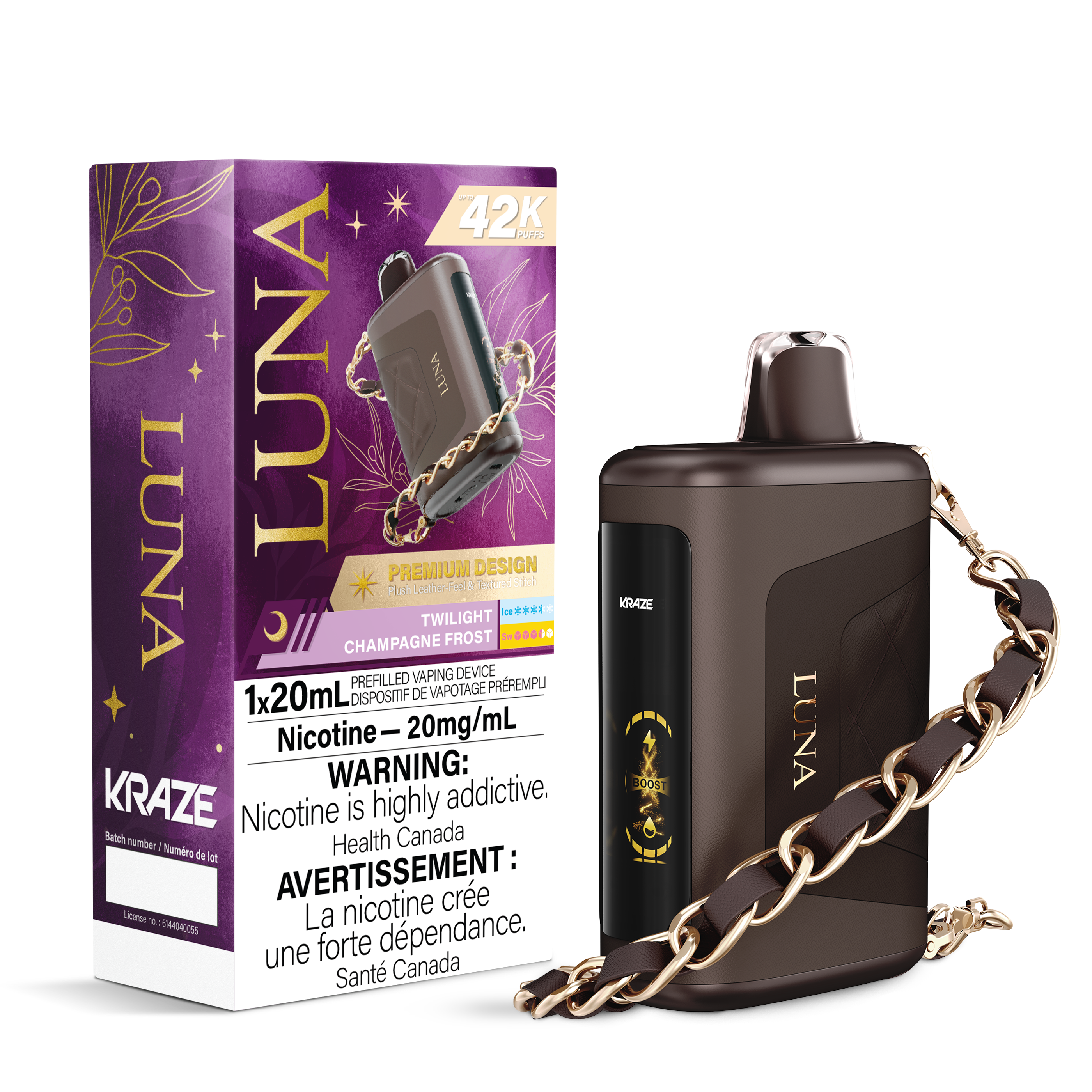 Kraze Luna Disposable Vape - 42K Puffs - 20mL - Twilight Champagne Frost