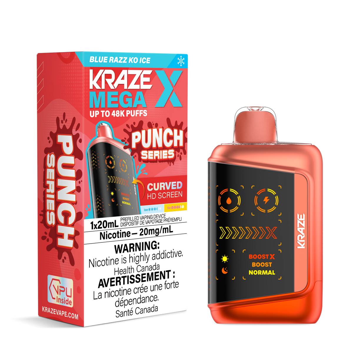 Kraze Mega X Disposable Vape - 48K Puffs - 20mL - Blue Razz Ko Ice