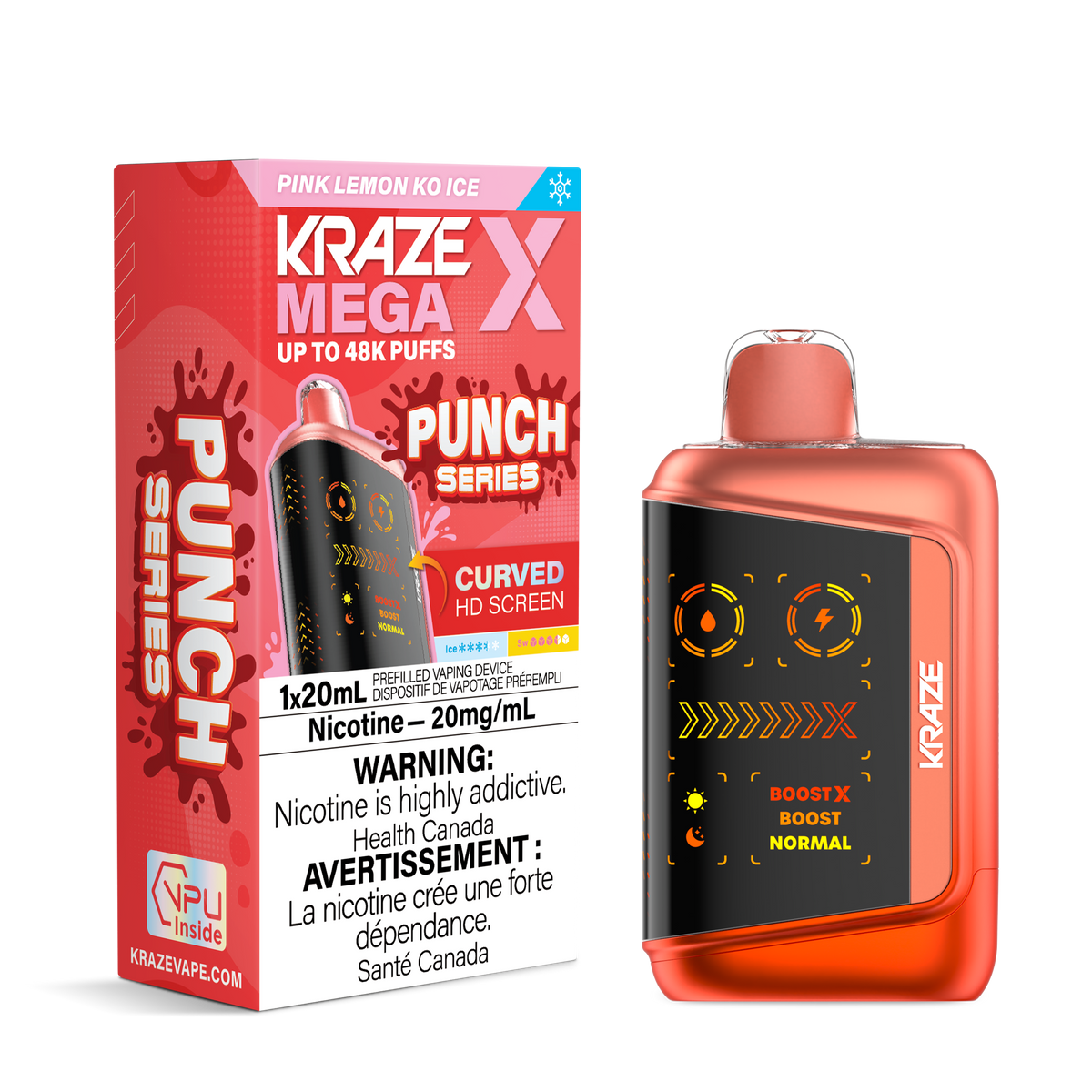 Kraze Mega X Disposable Vape - 48K Puffs - 20mL - Pink Lemon Ko Ice