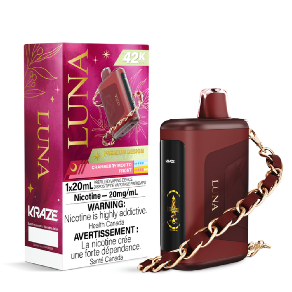 Kraze Luna Disposable Vape - 42K Puffs - 20mL - Cranberry Mojito Frost