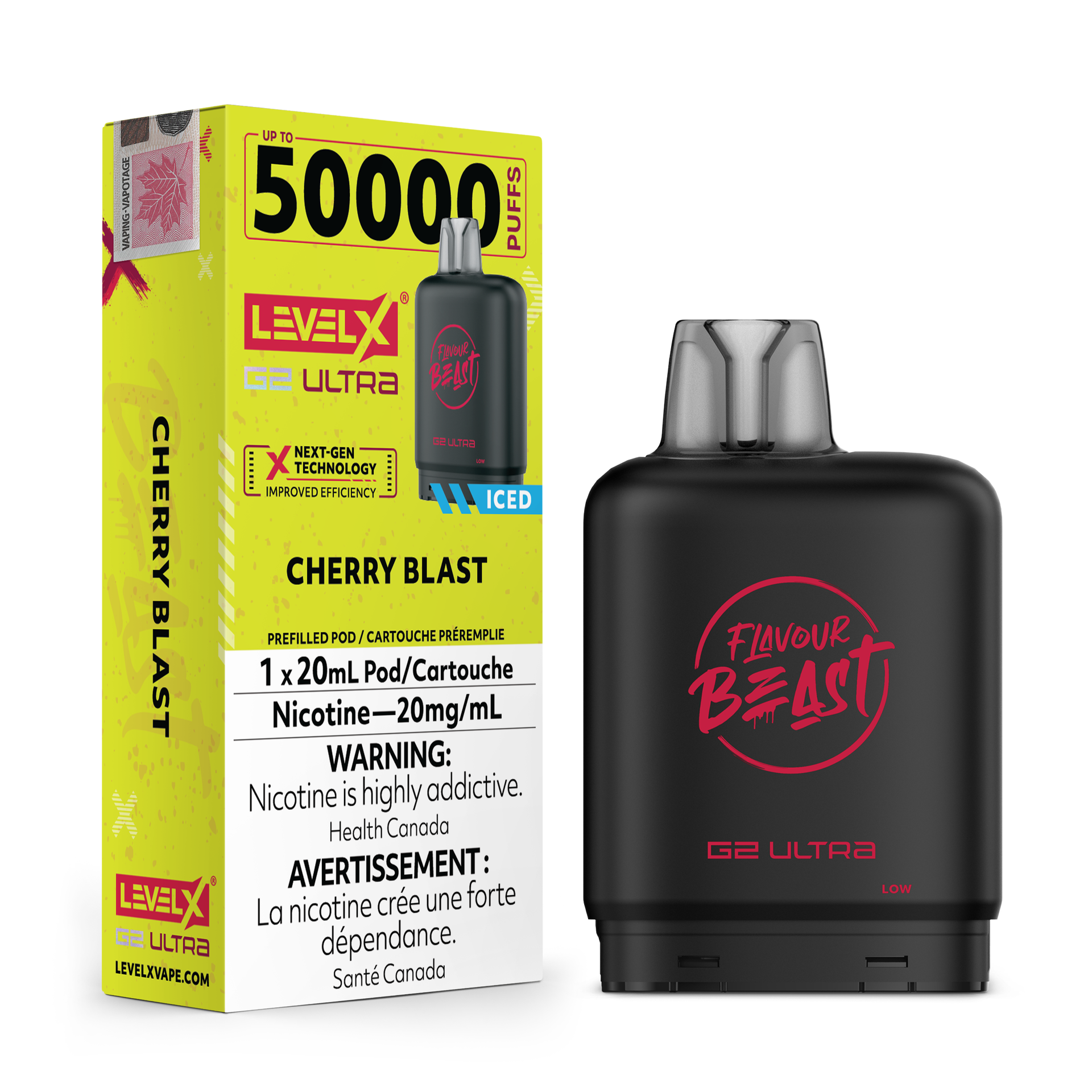 Cherry Blast - Flavour Beast Level X G2 Ultra Replacement Vape Pod - 50K Puffs - 20mL