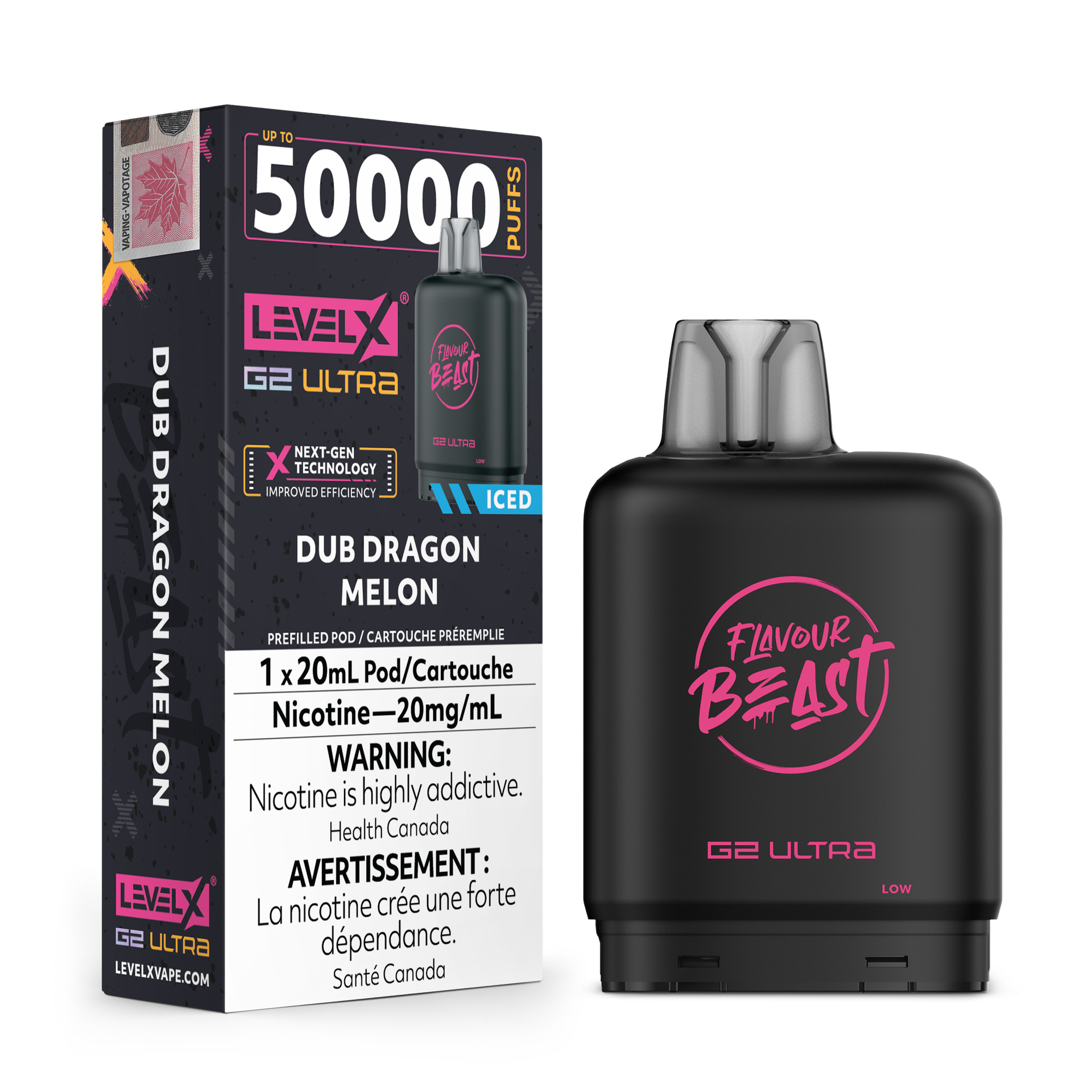 Dub Dragon Melon - Flavour Beast Level X G2 Ultra Replacement Vape Pod - 50K Puffs - 20mL