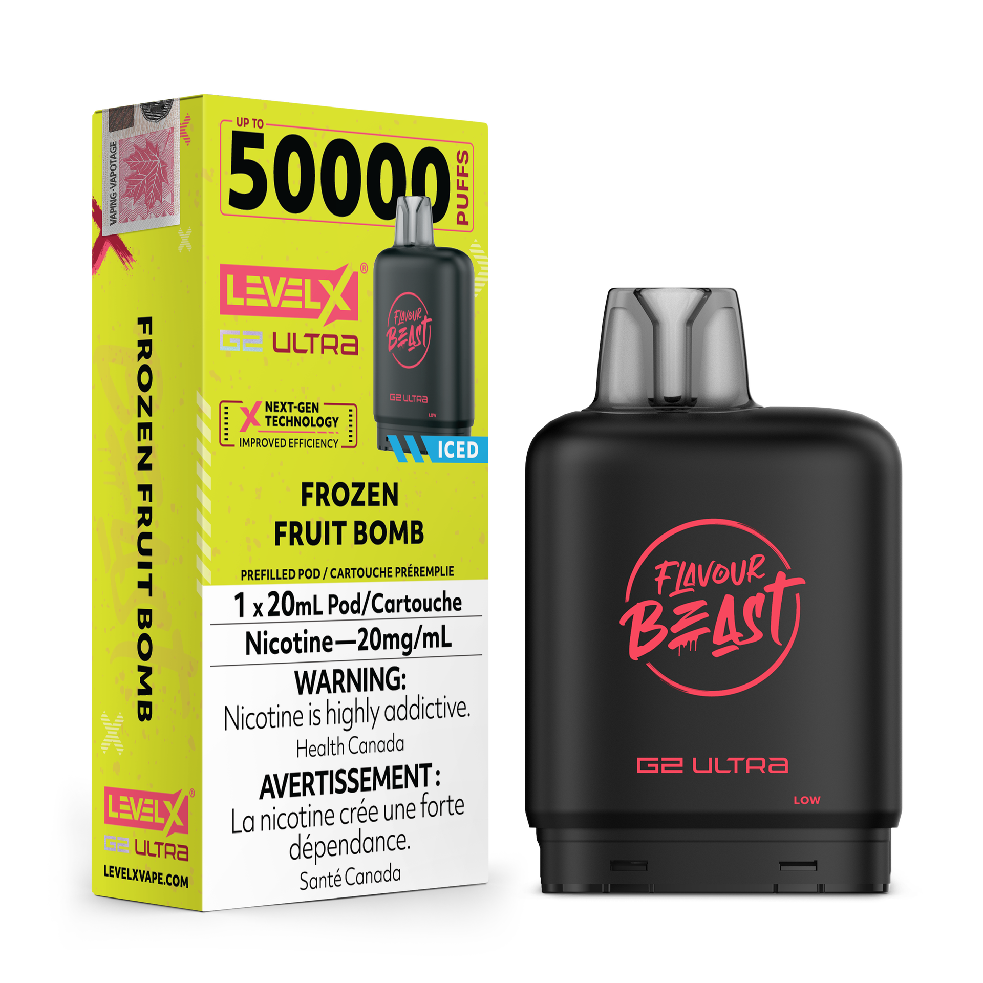 Frozen Fruit Bomb - Flavour Beast Level X G2 Ultra Replacement Vape Pod - 50K Puffs - 20mL