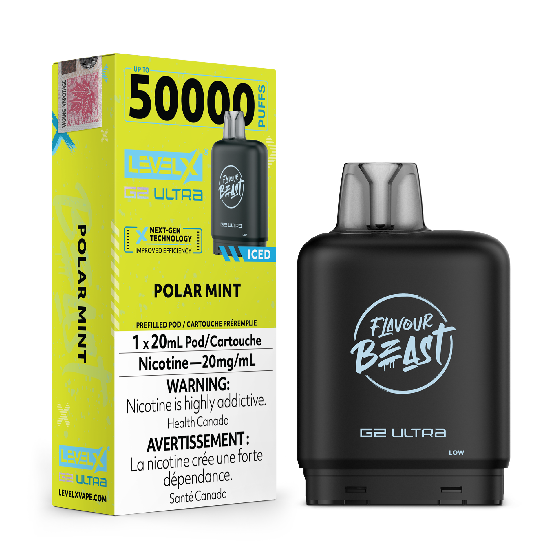 Polar Mint - Flavour Beast Level X G2 Ultra Replacement Vape Pod - 50K Puffs - 20mL