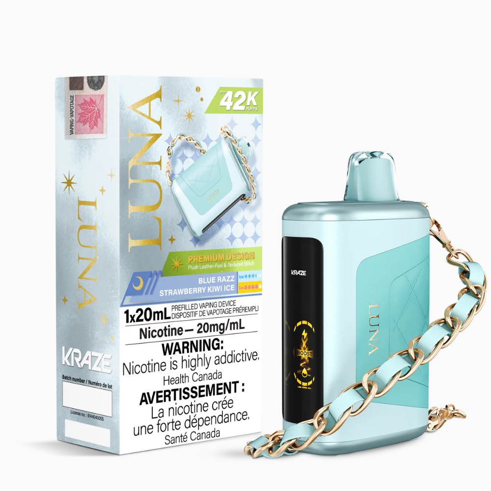 Kraze Luna Disposable Vape - 42K Puffs - 20mL - Blue Razz Strawberry Kiwi Ice