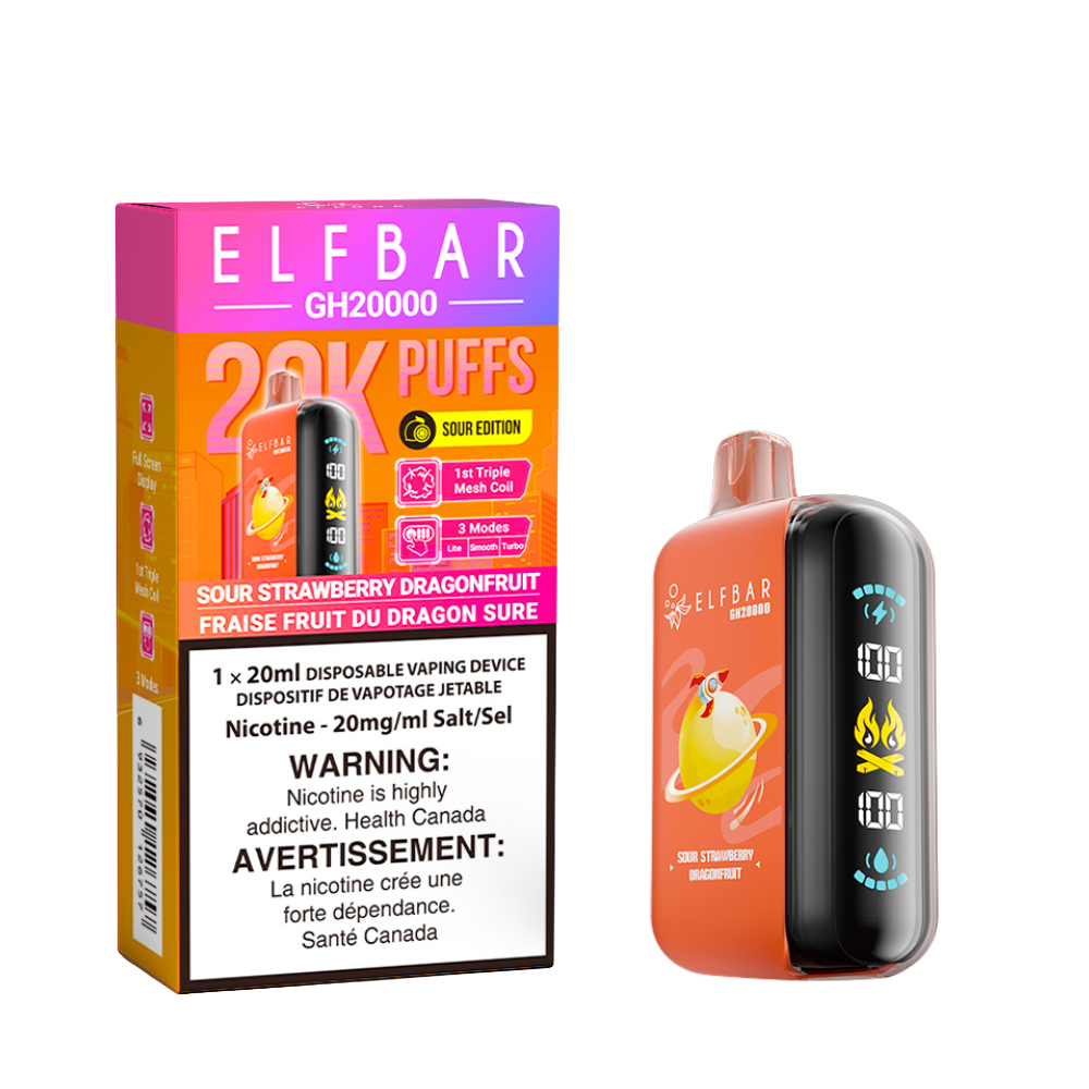 Elf Bar GH20k Disposable Vape - 20K Puffs - 20ml - Sour Strawberry Dragonfruit