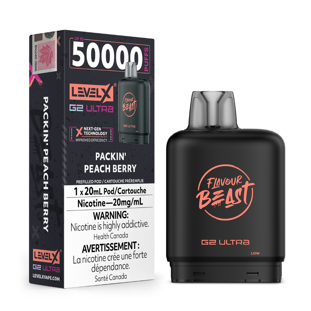 Packin' Peach Berry - Flavour Beast Level X G2 Ultra Replacement Vape Pod - 50K Puffs - 20mL