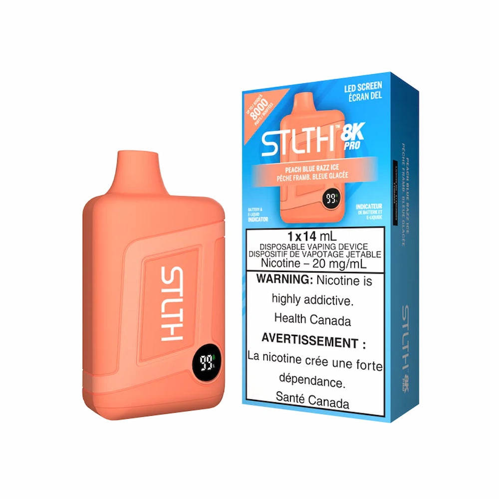STLTH 8K Pro Disposable Vape - 8K Puffs - 14mL - Peach Blue Razz Ice
