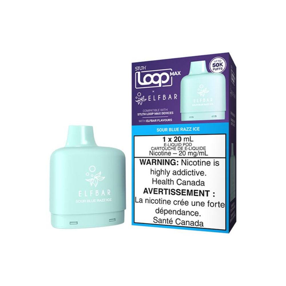 Sour Blue Razz Ice - STLTH Loop Max X Elfbar Vape Pod - 50K Puffs - 20mL