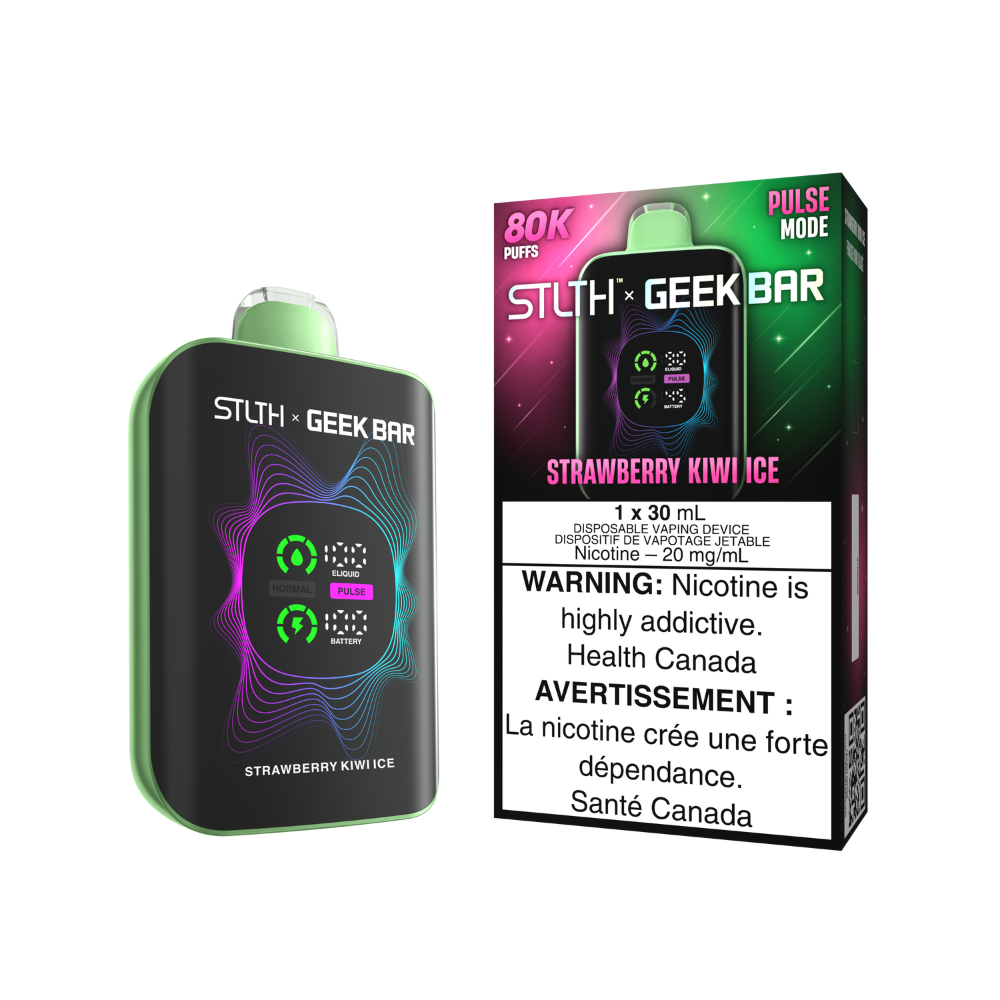 STLTH X Geek Bar Disposable Vape - 80K Puffs - 30mL - Strawberry Kiwi Ice