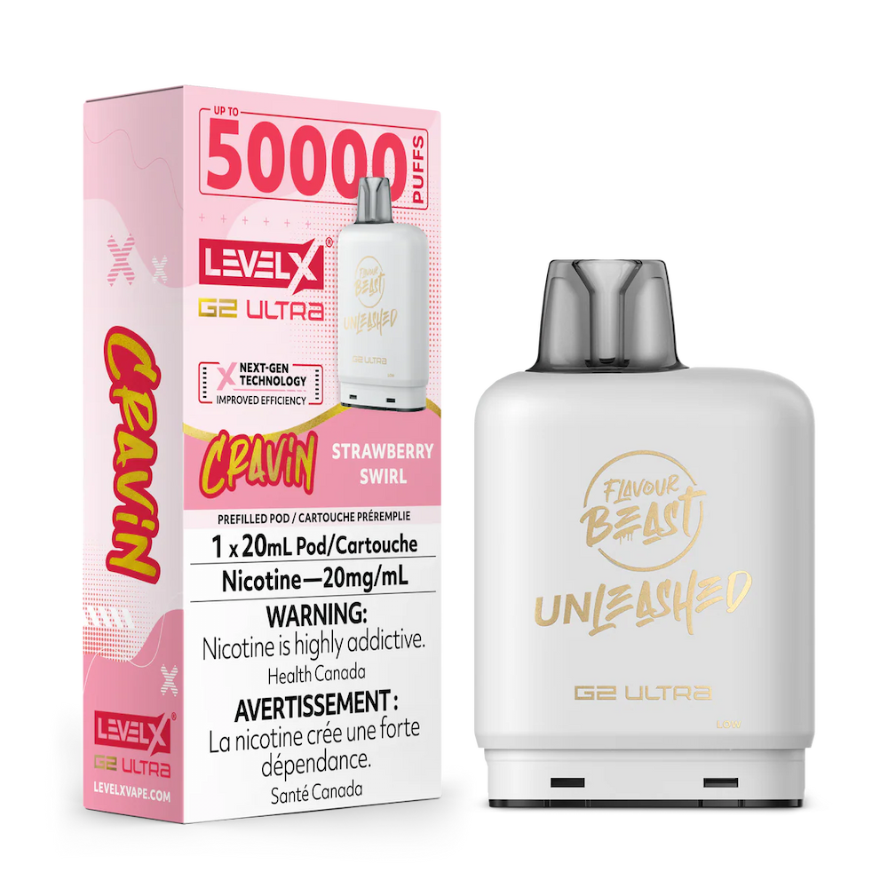 Strawberry Swirl - Flavour Beast Level X G2 Ultra Unleashed Cravin Vape Pod - 50K Puffs - 20mL