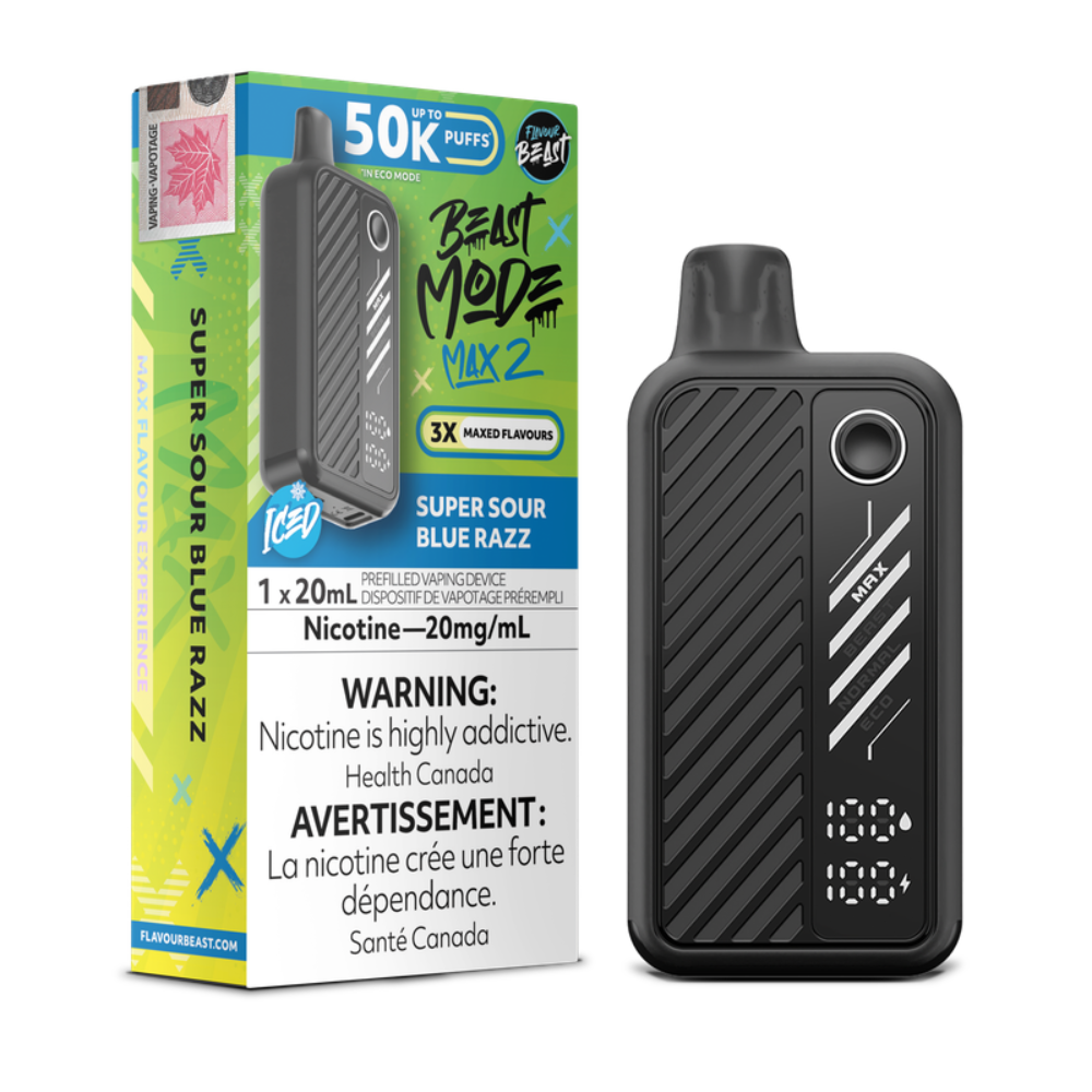 Flavour Beast Beast Mode Max 2 Disposable Vape - 50K Puffs - 20mL - Super Sour Blue Razz