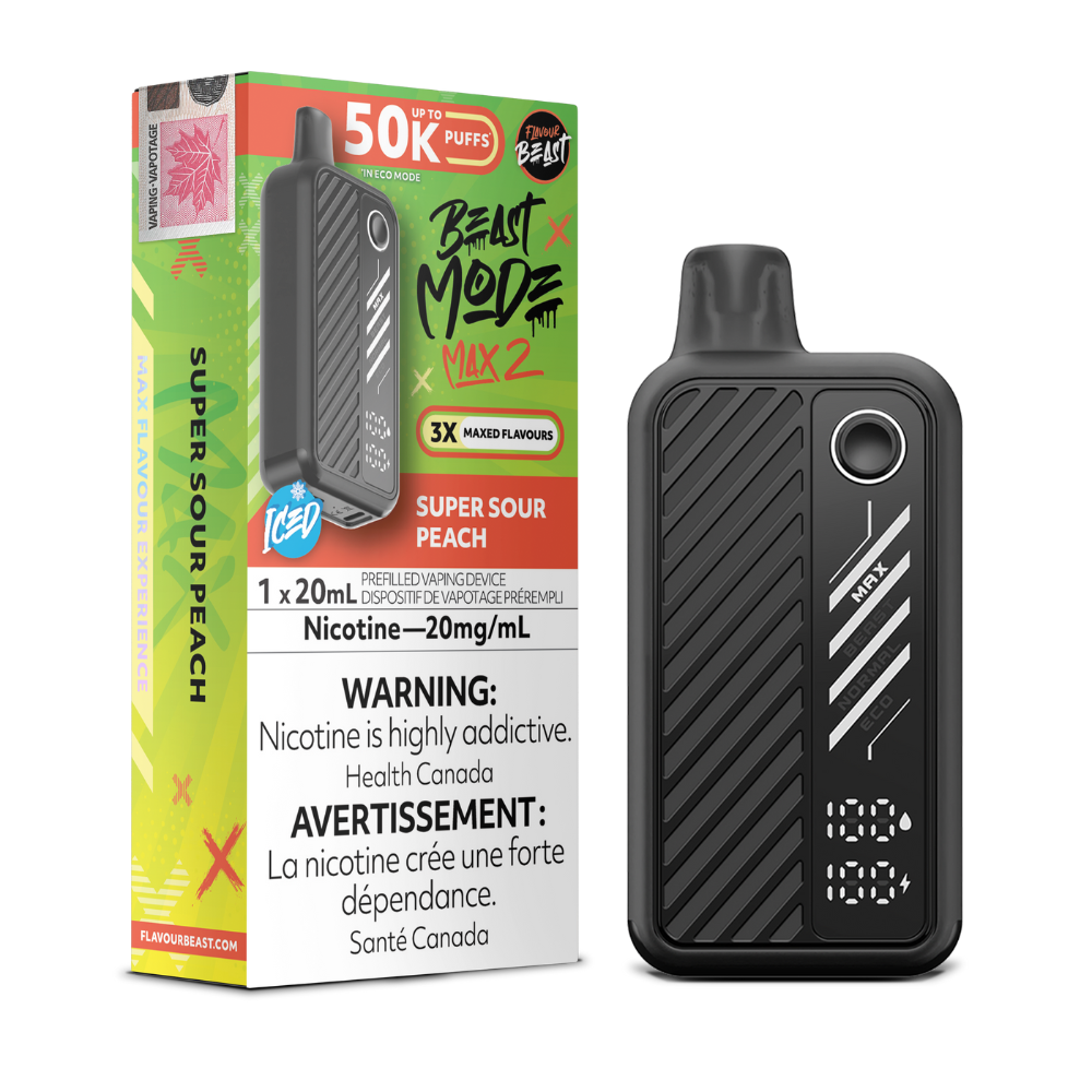 Flavour Beast Beast Mode Max 2 Disposable Vape - 50K Puffs - 20mL - Super Sour Peach
